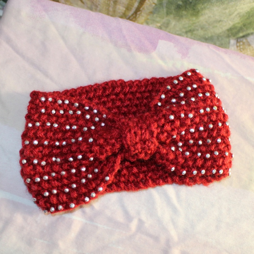 Studded Handmade Knit Headband Ear Warmer